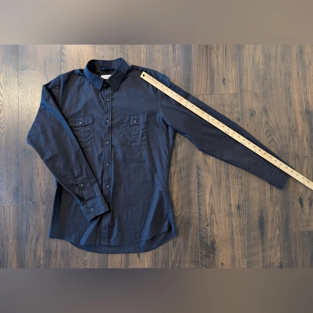 Teddy Stratford Men’s The NYTD Two-Pocket Twill Zip Shirt Black Size 4/Large